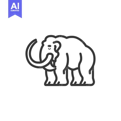 Aset premium populer: Line Art Illustration of a Woolly Mammoth