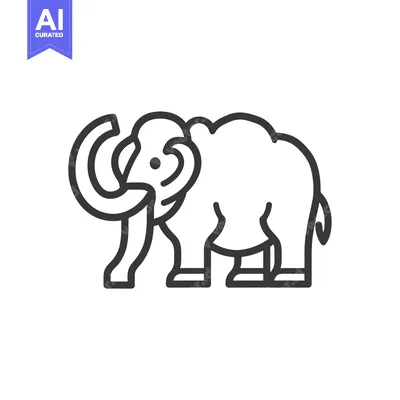 Aset desain premium: Line Art Illustration of a Woolly Mammoth