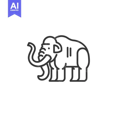 Premium design asset: Line Art Illustration of a Woolly Mammoth