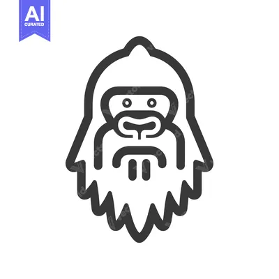 Premium design asset: Line Art Illustration of a Yeti's Face
