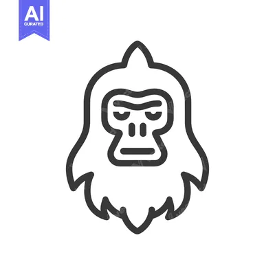 Aset premium populer: Line Art Illustration of a Yeti with a Frowning Expression