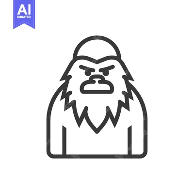 Popular premium asset: Line Art Illustration of a Yeti with Fur and a Frown
