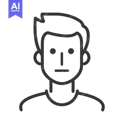 Aset premium populer: Line art illustration of a young man with short hair