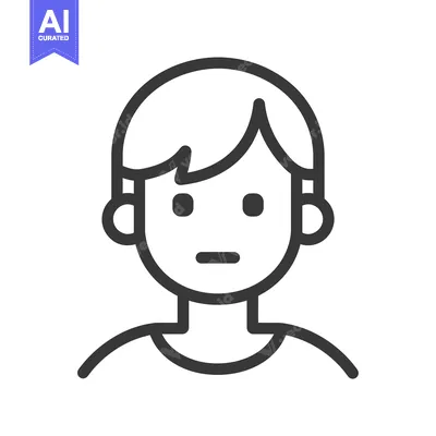Aset premium populer: Line art illustration of a young person with a neutral expression