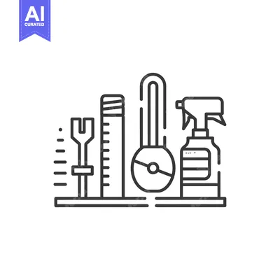 Aset desain premium: Line Art Illustration of Cleaning Supplies on a Shelf