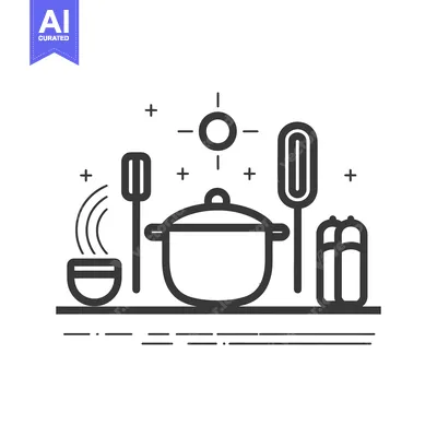 Popular premium asset: Line Art Illustration of Cooking Utensils and Ingredients