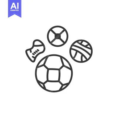 Aset desain premium: Line Art Illustration of Different Types of Balls