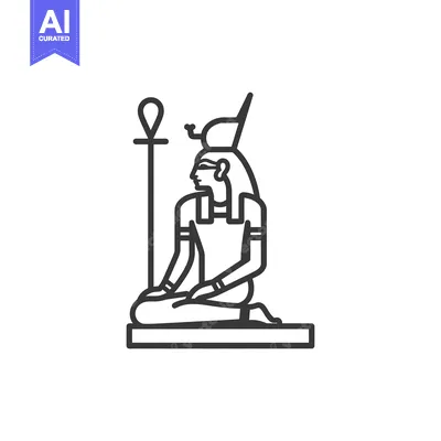 Popular premium asset: Line Art Illustration of Egyptian Goddess Isis Sitting with Ankh Symbo