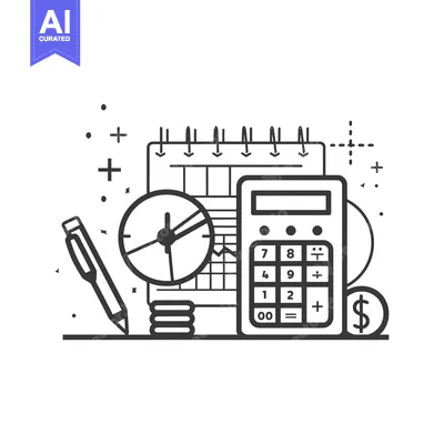 Aset desain premium: Line Art Illustration of Financial Planning Elements