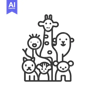 Popular premium asset: Line Art Illustration of Five Cartoon Animals