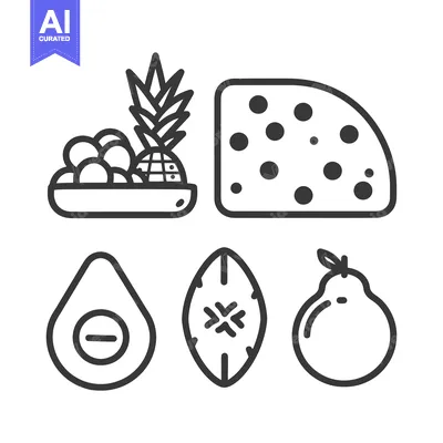 Popular premium asset: Line Art Illustration of Five Fruits and Cheese