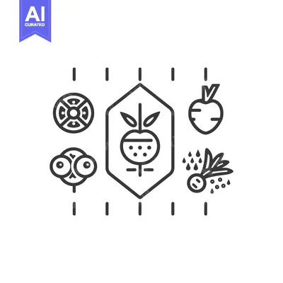 Popular premium asset: Line Art Illustration of Five Fruits and Vegetables