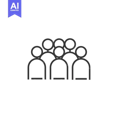 Premium design asset: Line art illustration of five people standing together
