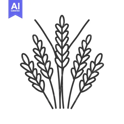 Premium design asset: Line Art Illustration of Five Wheat Stalks