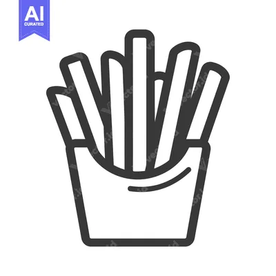 Aset desain premium: Line Art Illustration of French Fries in a Carton