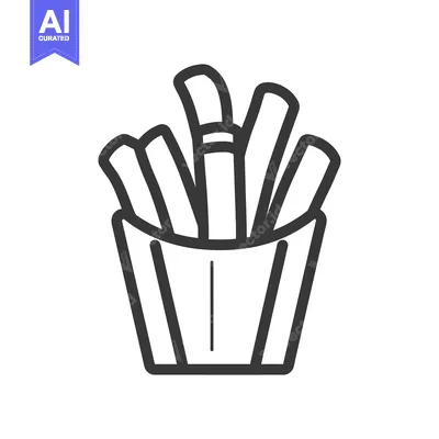 Premium design asset: Line Art Illustration of French Fries in a Paper Container