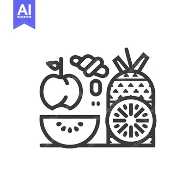 Aset premium populer: Line Art Illustration of Fruits and a Croissant