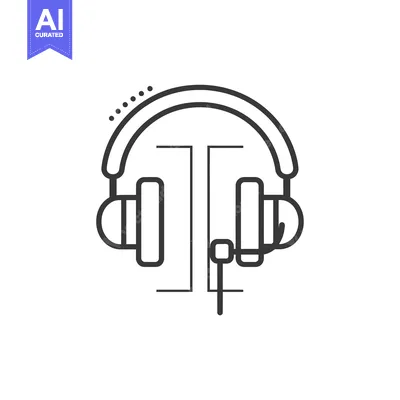 Aset premium populer: Line art illustration of headphones with a vertical line passing throu