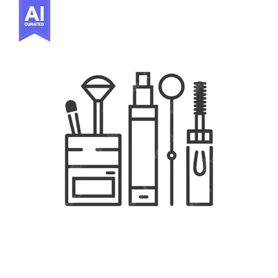 Popular premium asset: Line Art Illustration of Makeup Items