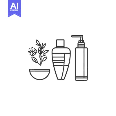 Aset desain premium: Line Art Illustration of Natural Beauty Products