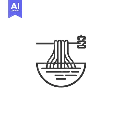 Aset premium populer: Line Art Illustration of Noodles in a Bowl