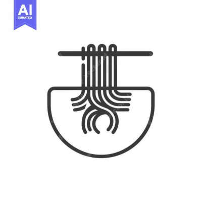 Popular premium asset: Line Art Illustration of Noodles in a Bowl