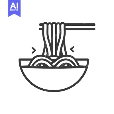 Aset premium populer: Line Art Illustration of Noodles in a Bowl with Chopsticks