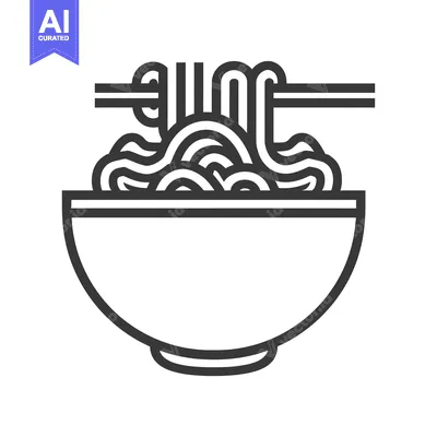 Aset premium populer: Line Art Illustration of Noodles in a Bowl with Chopsticks