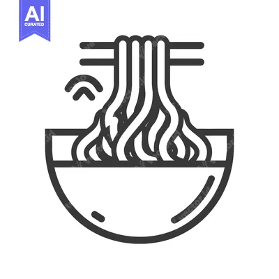 Popular premium asset: Line Art Illustration of Noodles in a Bowl with Chopsticks