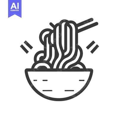 Aset premium populer: Line Art Illustration of Noodles in a Bowl with Chopsticks