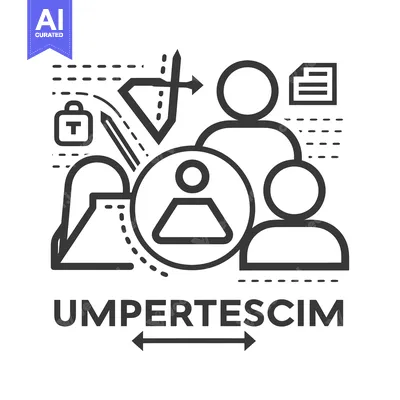 Aset desain premium: Line Art Illustration of People, Security, and Documents