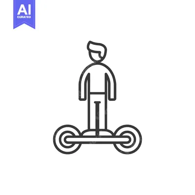 Aset desain premium: Line Art Illustration of Person Riding a Self-Balancing Scooter