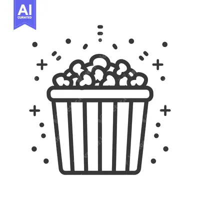 Aset premium populer: Line Art Illustration of Popcorn in a Bucket