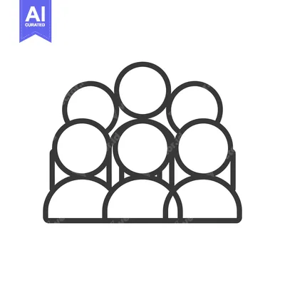 Aset desain premium: Line Art Illustration of Six People Standing Together