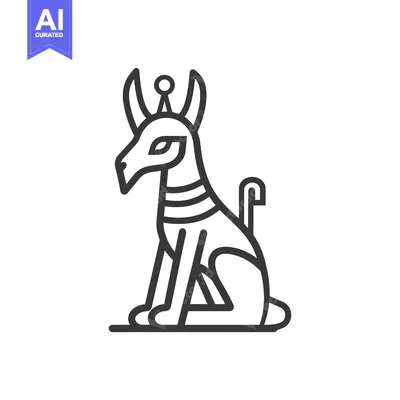 Premium design asset: Line art illustration of the Egyptian god Anubis