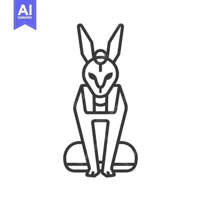 Aset desain premium: Line Art Illustration of the Egyptian God Bastet