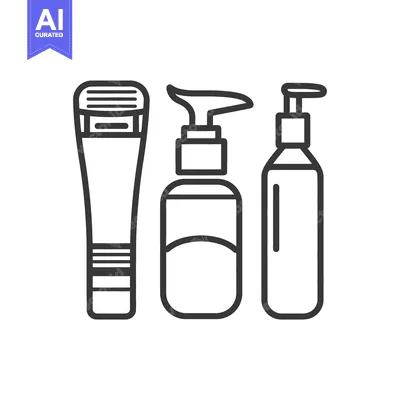 Aset premium populer: Line Art Illustration of Three Bottles of Beauty Products