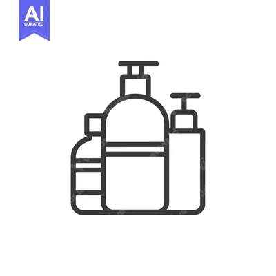 Aset premium populer: Line art illustration of three bottles of lotion