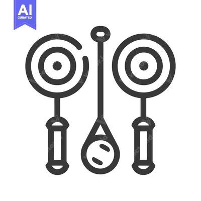 Aset desain premium: Line Art Illustration of Three Circular Targets with Handles