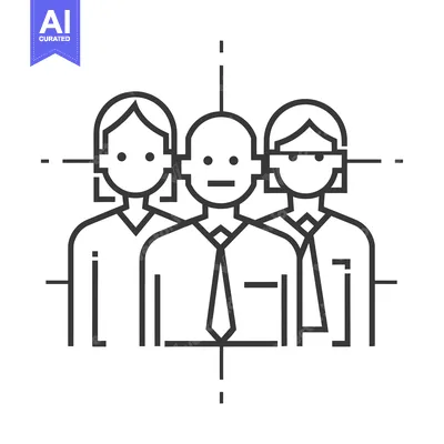 Aset premium populer: Line Art Illustration of Three People in Business Attire