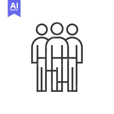 Aset desain premium: Line Art Illustration of Three People Standing Together