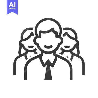 Aset desain premium: Line Art Illustration of Three People Standing Together