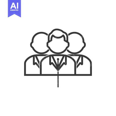 Aset desain premium: Line Art Illustration of Three People Standing Together