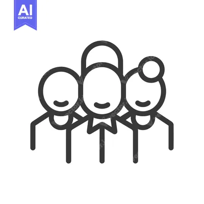 Aset premium populer: Line Art Illustration of Three People Standing Together