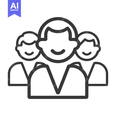 Aset premium populer: Line Art Illustration of Three Smiling People