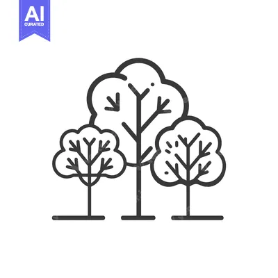 Aset premium populer: Line art illustration of three stylized trees