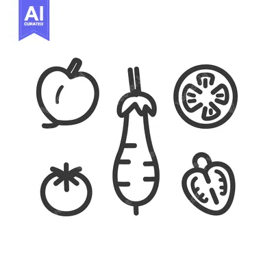 Aset premium populer: Line Art Illustration of Tomatoes and Eggplant