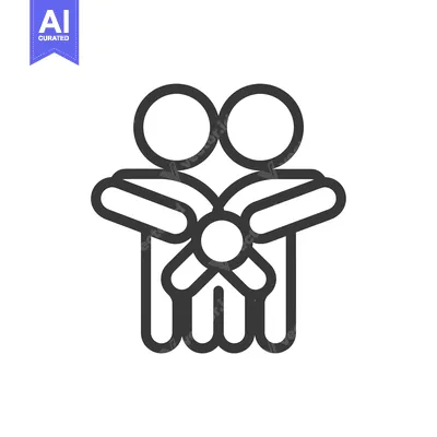 Aset premium populer: Line Art Illustration of Two Adults Holding a Child