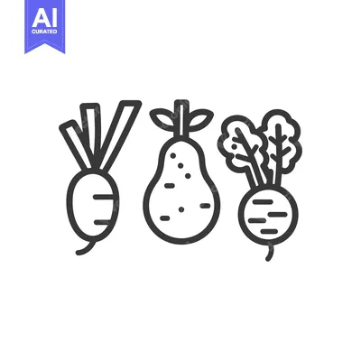 Aset premium populer: Line Art Illustration of Two Beets and a Pear