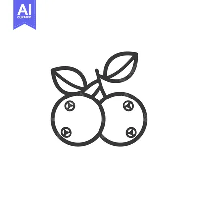Premium design asset: Line Art Illustration of Two Berries with Leaves